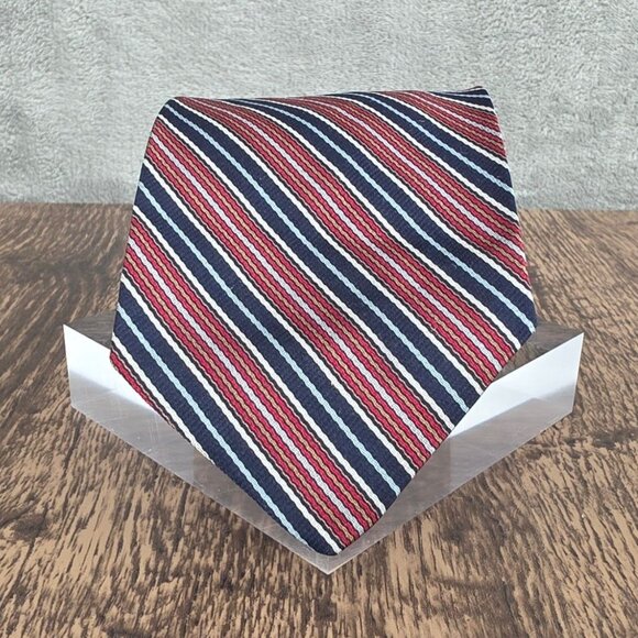 Brooks Brothers Makers Vintage Repp Silk Tie Red White Blue Striped Preppy Retro - Picture 1 of 8